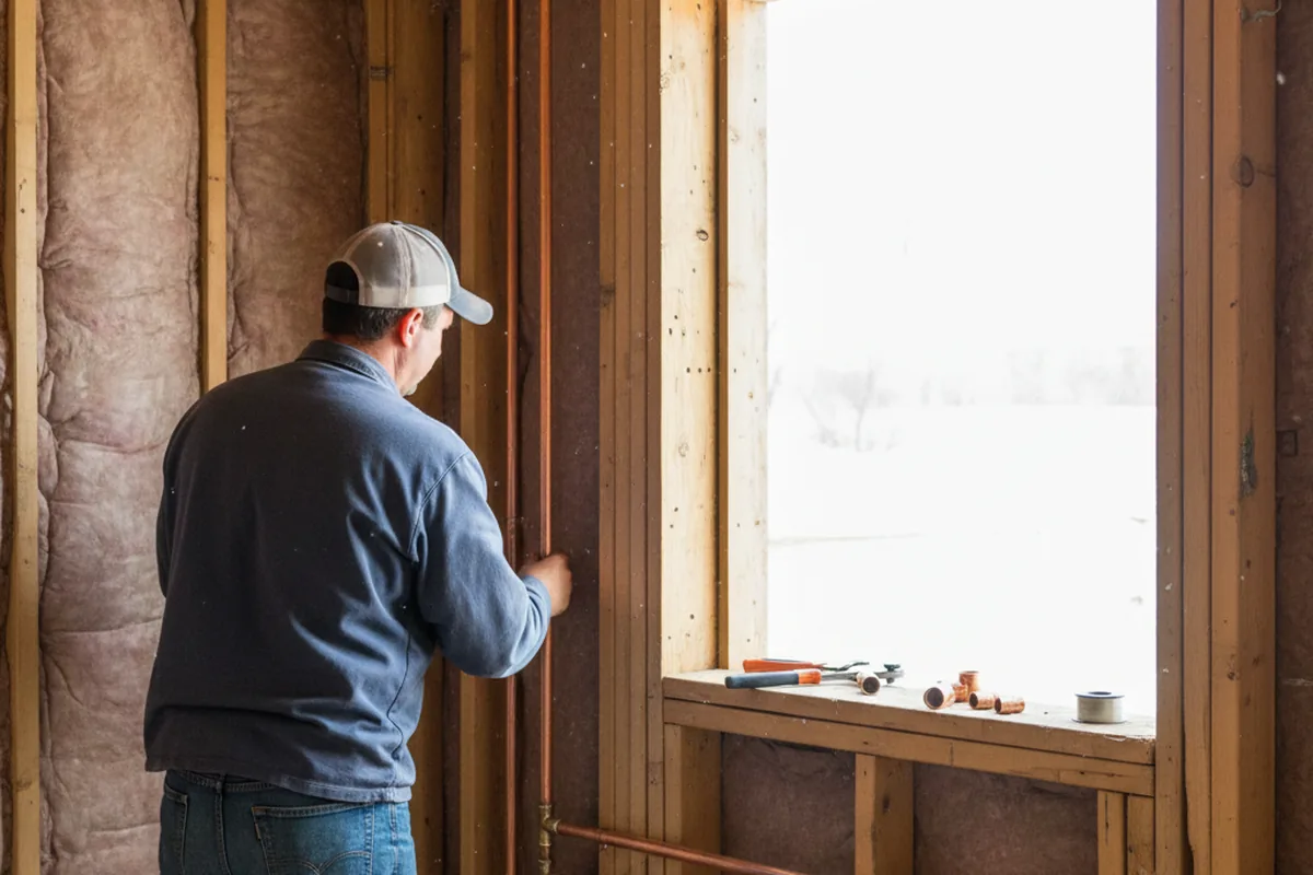 Licensed plumber running new copper supply lines in a Fulton home