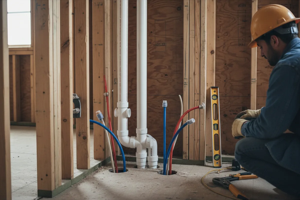 Drain and supply rough-in during Leak Detection in Fulton